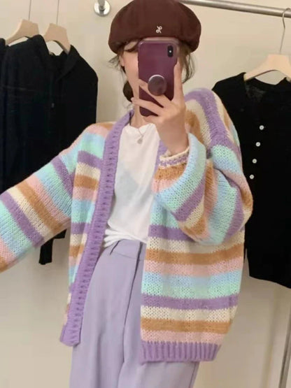 Soft Girl Cozy Striped Knit Sweater