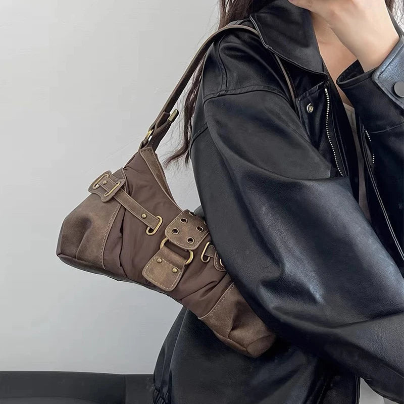 Vintage Zipper Rivet Handbag