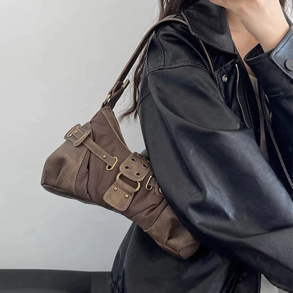 Vintage Zipper Rivet Handbag