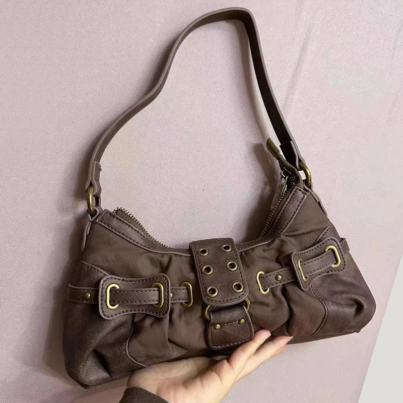 Vintage Zipper Rivet Handbag
