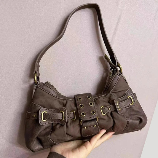 Vintage Zipper Rivet Handbag
