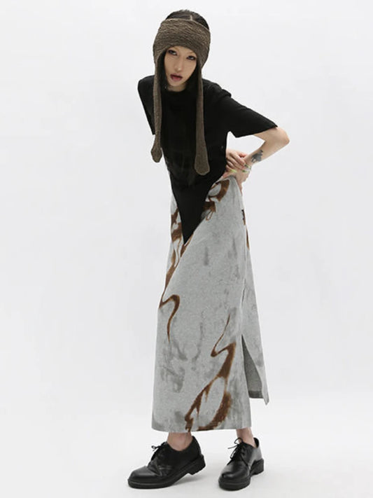 Retro High Waist Abstract Skirt