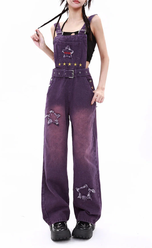 Model wearing the purple Relaxed Wide-Leg Jeans