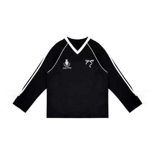 Sweet Oversized V-Neck Graphic Sweatshirts