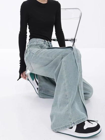 Vintage Blue High Waist Wide Jeans