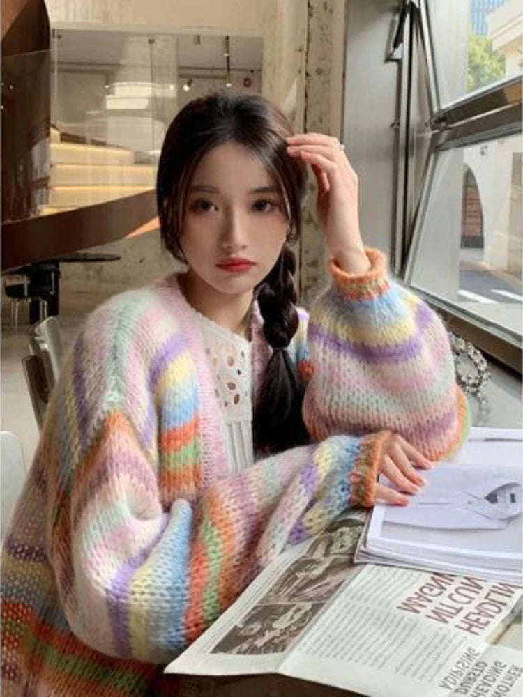 Soft Girl Cozy Striped Knit Sweater