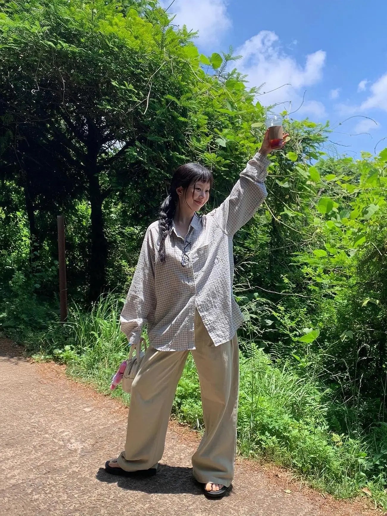 Vintage Sakura Checks Loose Fit Shirt