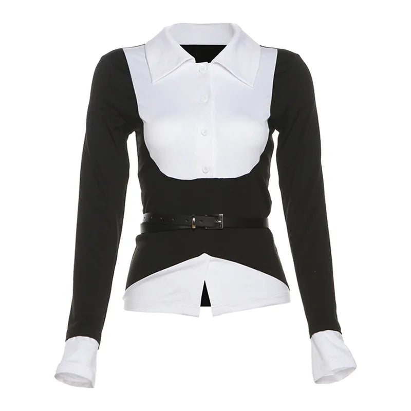Vintage Autumn Fairy Belted Blouse Shirt