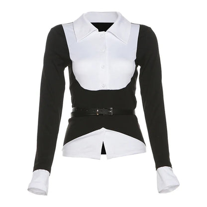 Vintage Autumn Fairy Belted Blouse Shirt