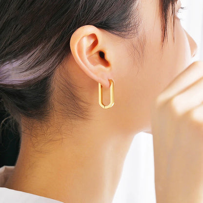 Steel Ear Buckle Oval Earrings