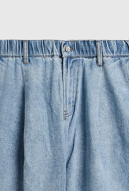 Blue Acid Washed Elastic Waist Jeans