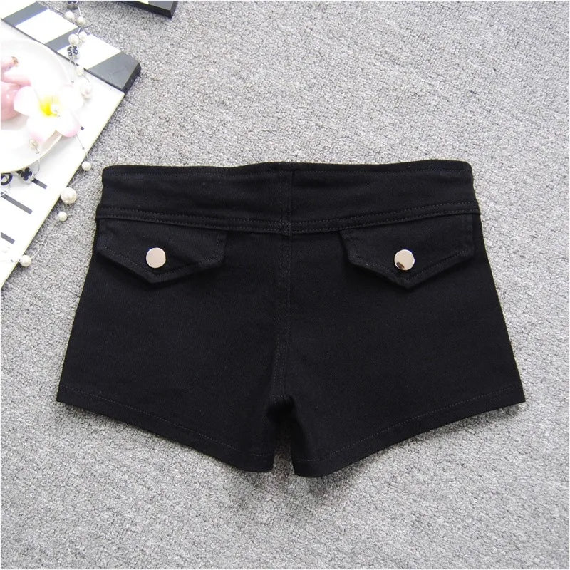 Black Low Waisted Denim Shorts Shorts
