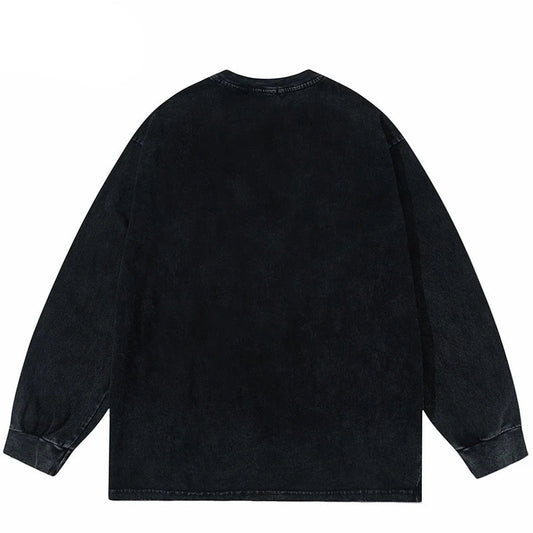 Graphic Rock Guitar Cat Print Sweatshirt