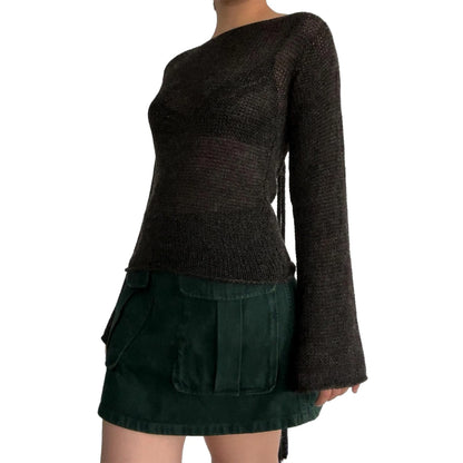 Chic Tie-Back Boat Neck Sweater