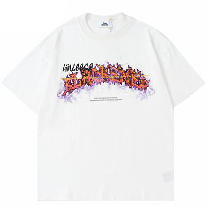 Lightning Letter Print T-shirt