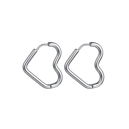 Round Oval & Heart Stainless Earrings