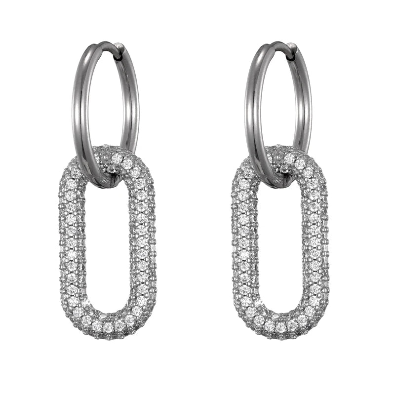 Steel Ear Buckle Oval Earrings