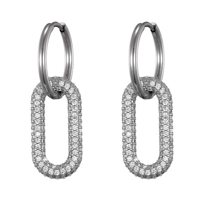 Steel Ear Buckle Oval Earrings