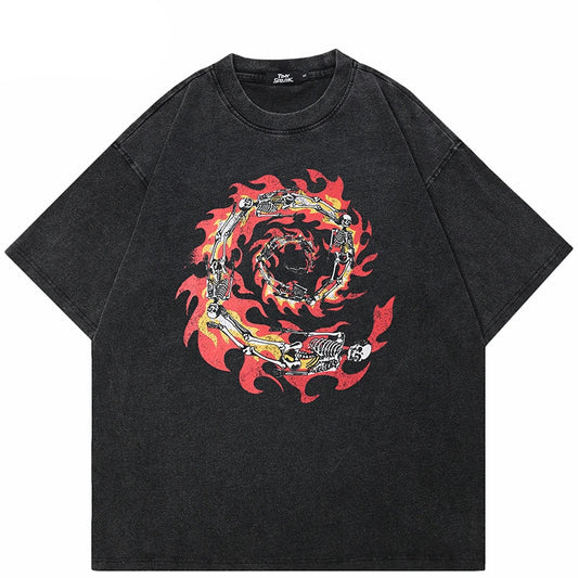 Vintage Burning Skull Oversized Graphic T-Shirt