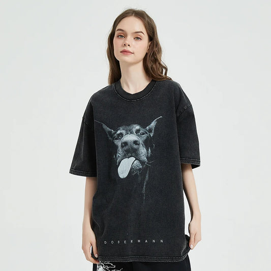 Washed Doberman Dog T-shirt