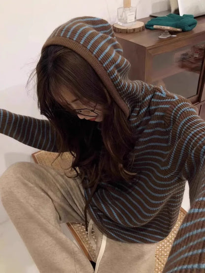 Knitted Striped Hoodie
