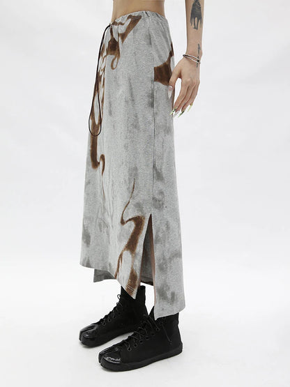 Retro High Waist Abstract Skirt