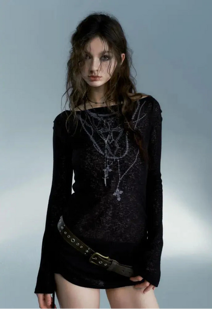 Top de manga larga grunge