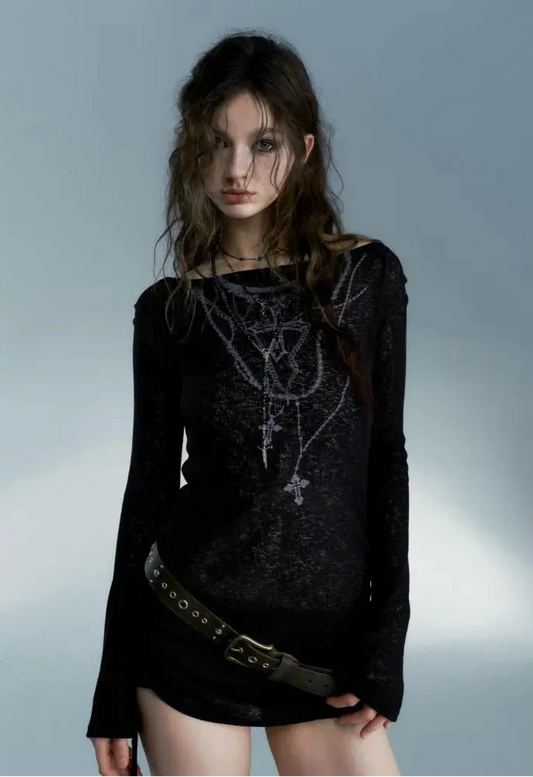 Top de manga larga grunge