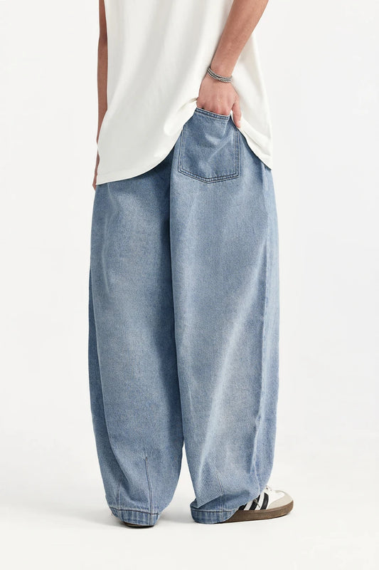Blue Acid Washed Elastic Waist Jeans