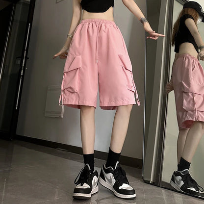 Stylish High-Waist Cargo Shorts Pants