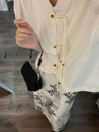 Elegant Vintage Tie Dye High Waist Skirt