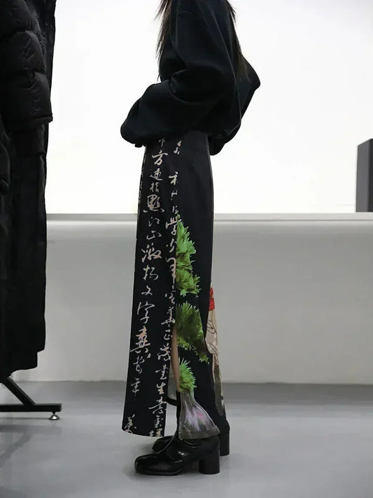 Black Tie Dye Split Skirts