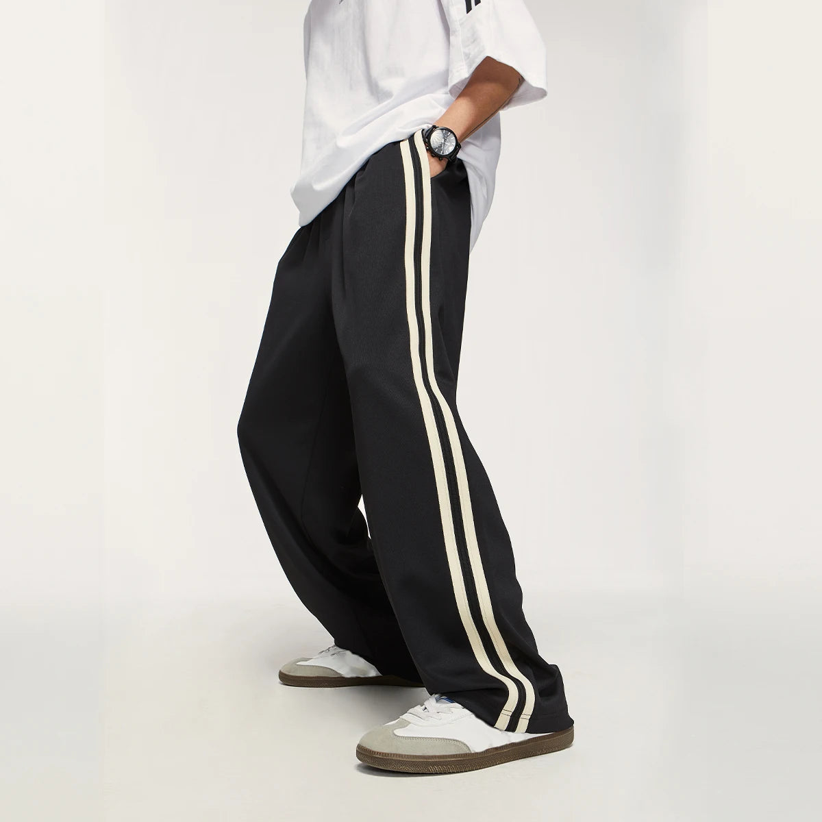 Elastic Waist Striped Track Pants Pants