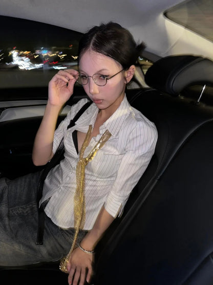 Slim Striped Korean Shirt