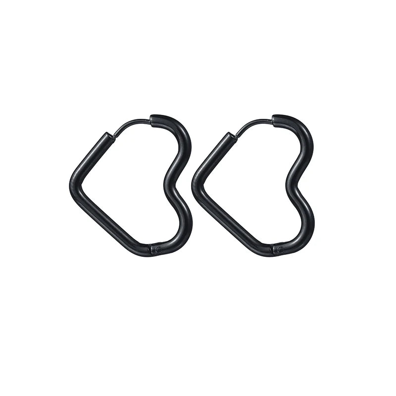 Round Oval & Heart Stainless Earrings
