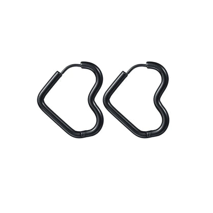Round Oval & Heart Stainless Earrings