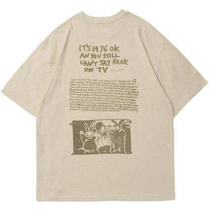 Retro Bunny Letter Print T-shirt