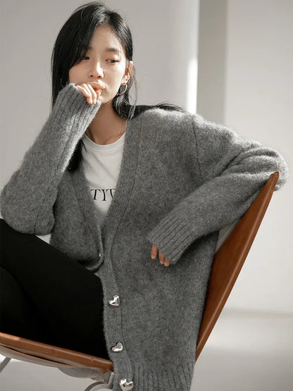 Elegant Korean Loose Knitted Cardigan