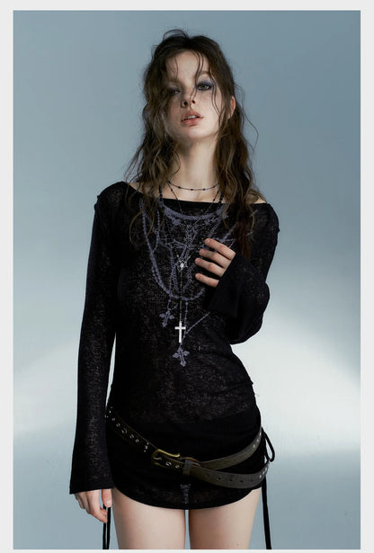 Top de manga larga grunge