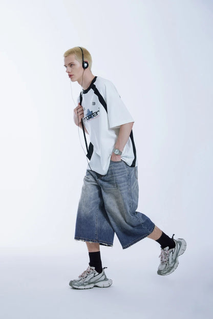 Blue Wide-leg Jorts