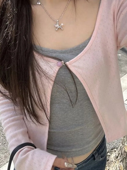 Fairy Button Crop Cardigan & Tank