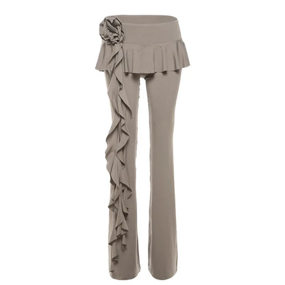 Ruffled Flower Straight Leg Vintage Pants