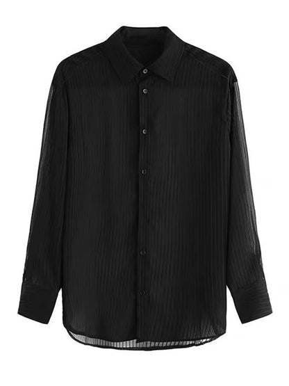 Black Striped Button-Down Shirt