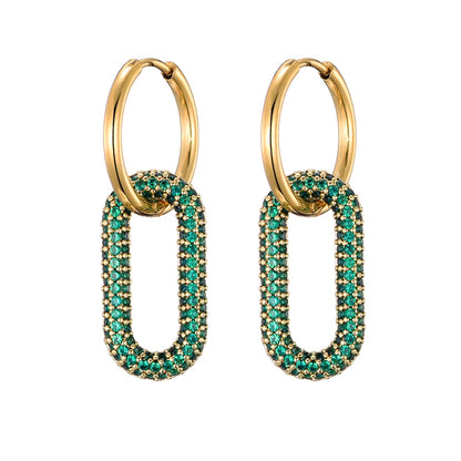 Steel Ear Buckle Oval Earrings