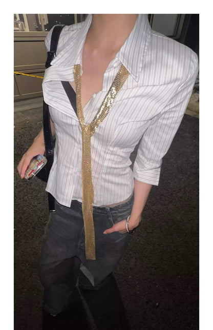 Slim Striped Korean Shirt