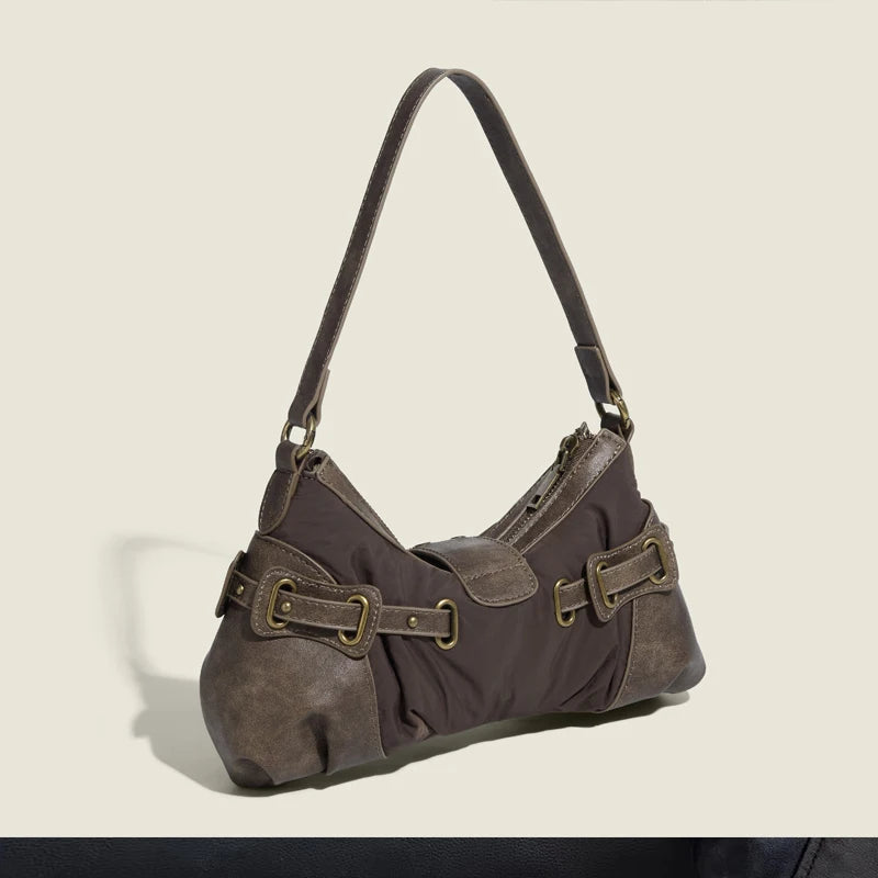 Vintage Zipper Rivet Handbag