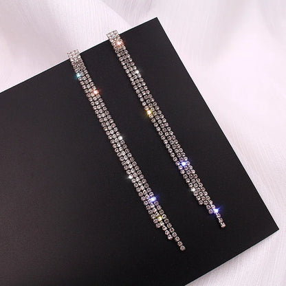 Rhinestone Long Shiny Dangle Earrings