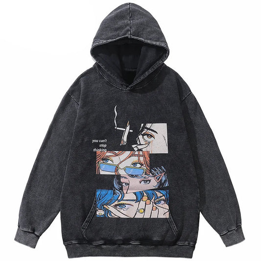 Black Oversized Anime Hoodie